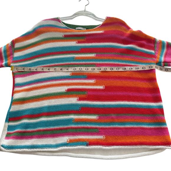Zaket & Plover 100% Cotton Multicolor Striped Knit Sweater Colorful Small - Picture 11 of 14